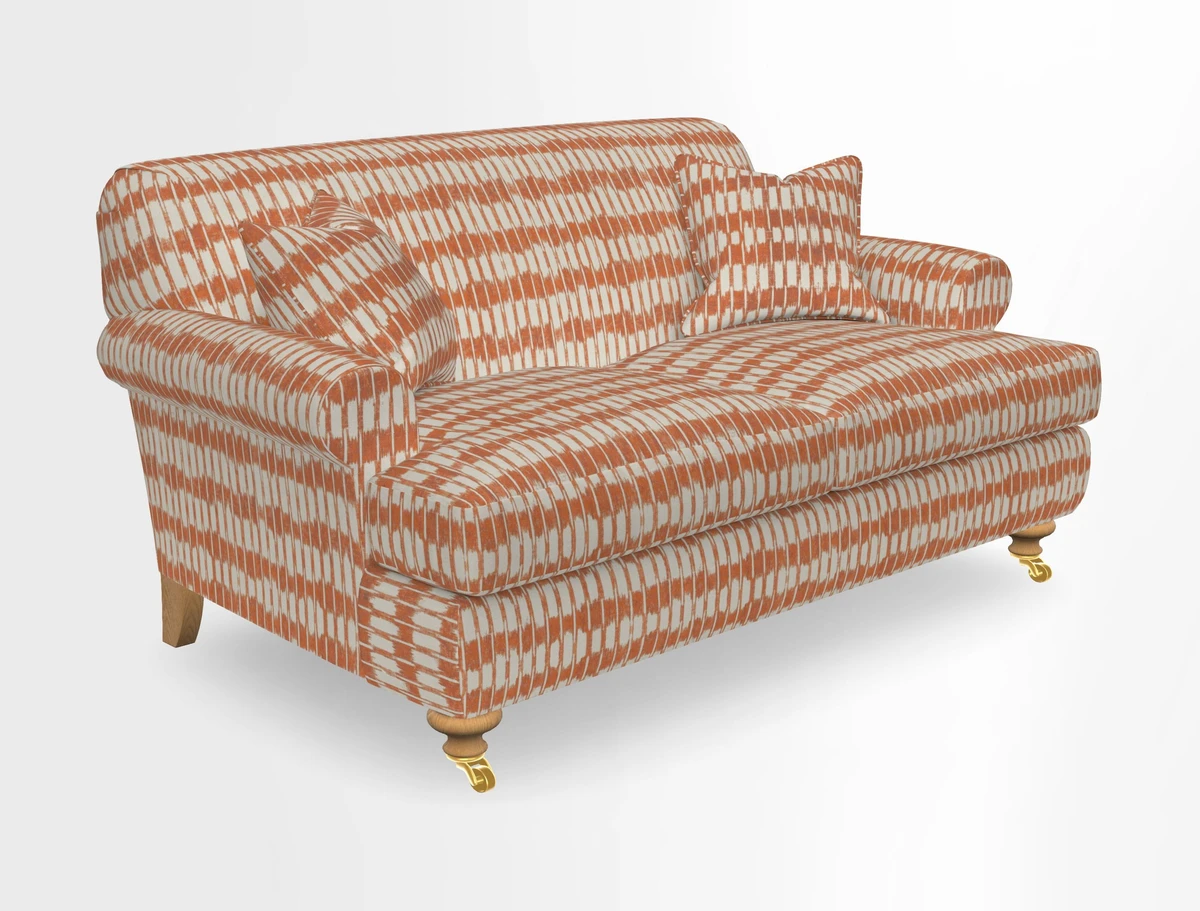 Hampton 3 Seater Sofa in V&A Threads of India Opulent Velvets Regal Poppy Chalk