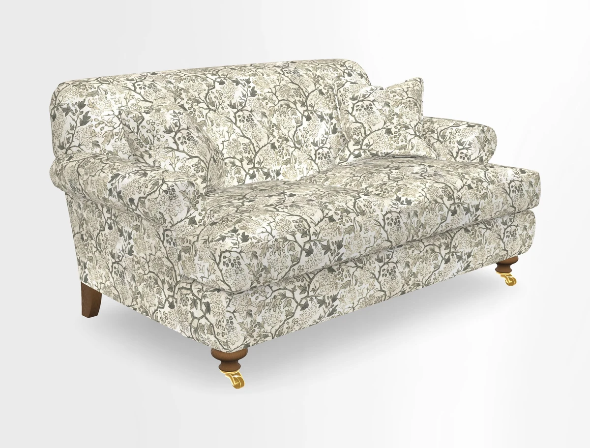 Hampton 3 Seater Sofa in V&A Threads of India Opulent Velvets Regal Poppy Chalk