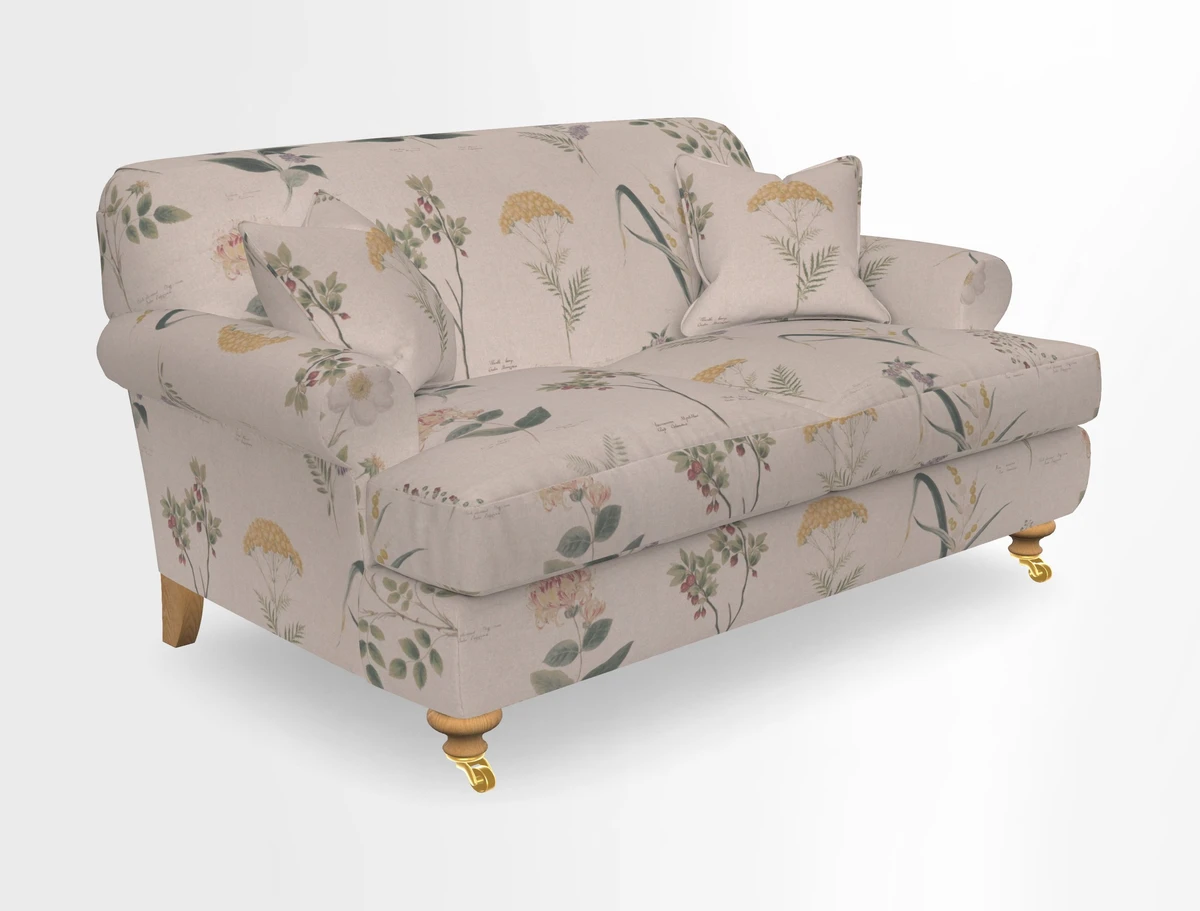 Hampton 3 Seater Sofa in V&A Threads of India Opulent Velvets Regal Poppy Chalk