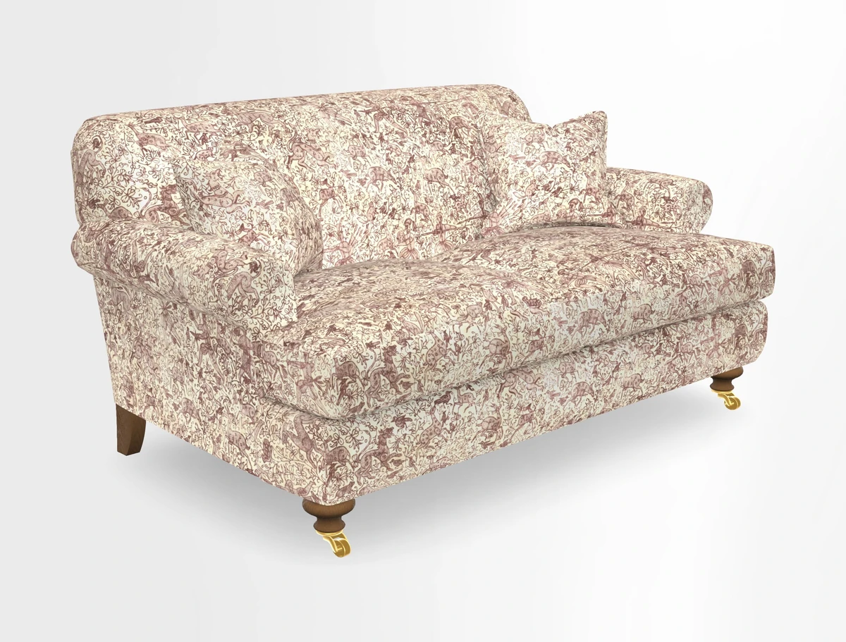 Hampton 3 Seater Sofa in V&A Threads of India Opulent Velvets Regal Poppy Chalk