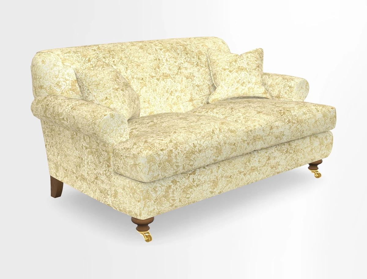 Hampton 3 Seater Sofa in V&A Threads of India Opulent Velvets Regal Poppy Chalk