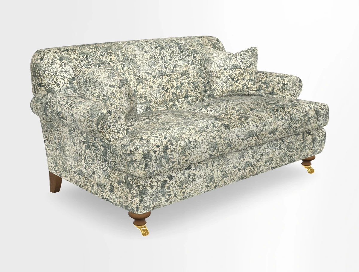 Hampton 3 Seater Sofa in V&A Threads of India Opulent Velvets Regal Poppy Chalk