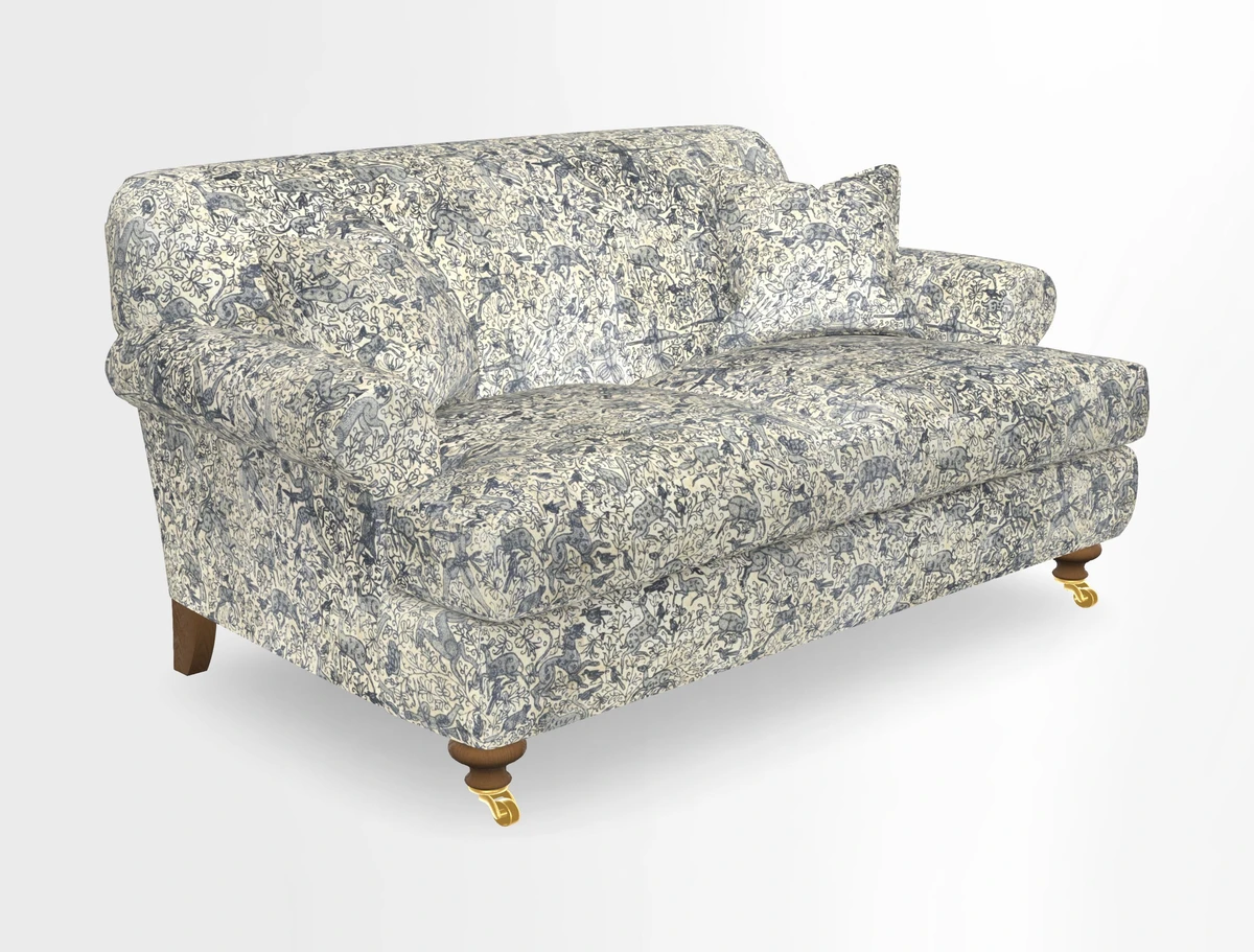 Hampton 3 Seater Sofa in V&A Threads of India Opulent Velvets Regal Poppy Chalk