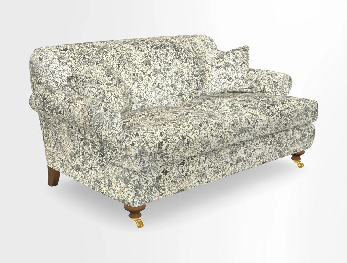 Hampton 3 Seater Sofa in V&A Threads of India Opulent Velvets Regal Poppy Chalk
