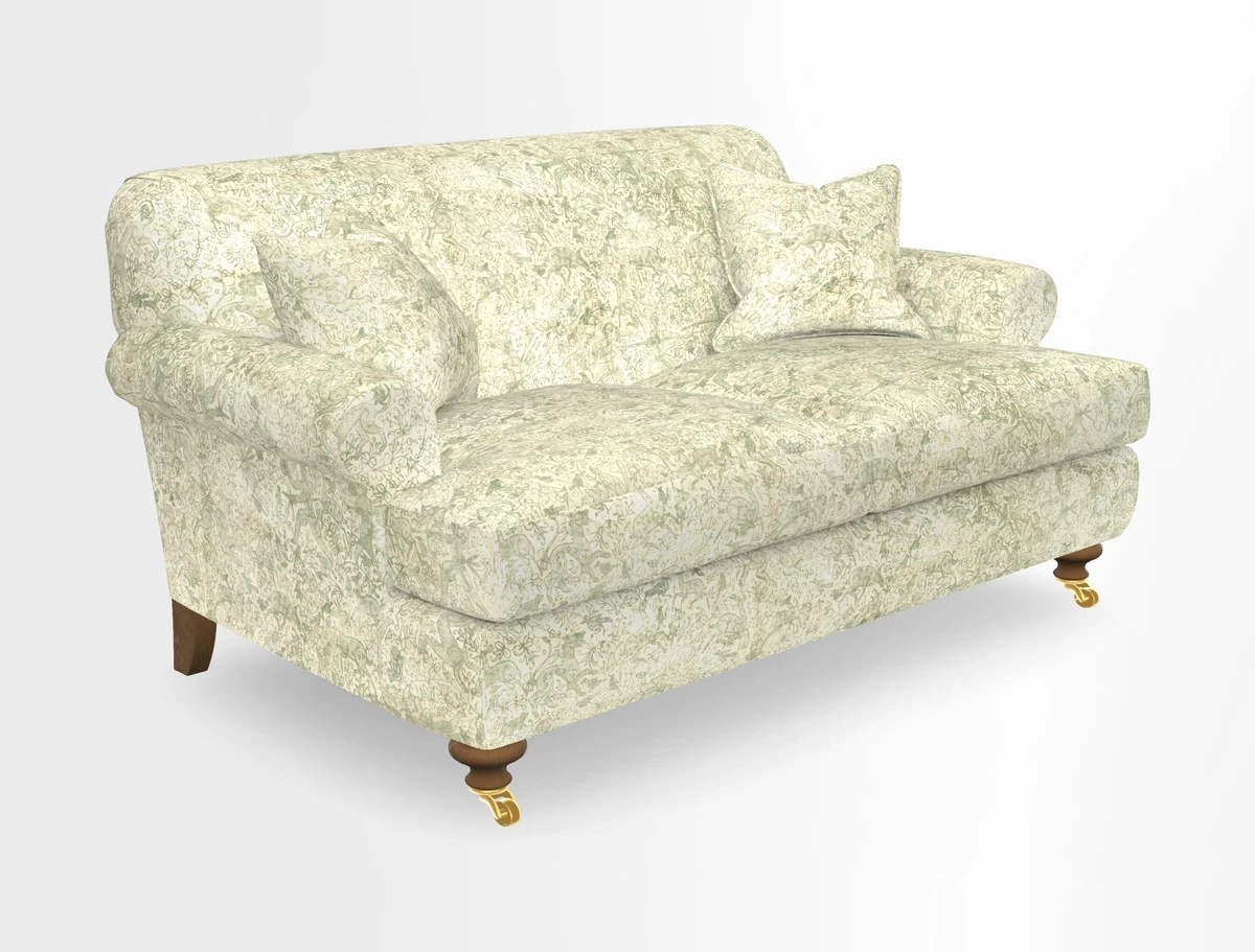 Hampton 3 Seater Sofa in V&A Threads of India Opulent Velvets Regal Poppy Chalk