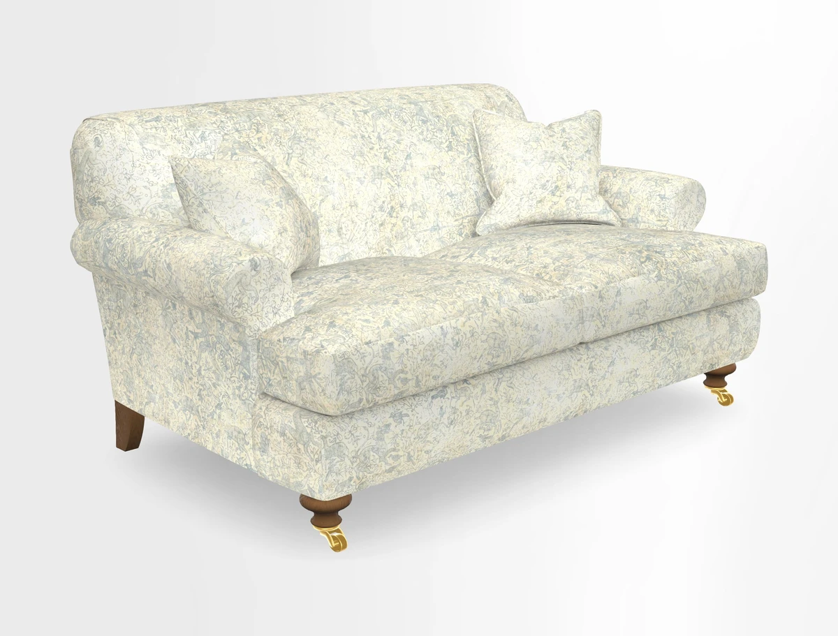 Hampton 3 Seater Sofa in V&A Threads of India Opulent Velvets Regal Poppy Chalk