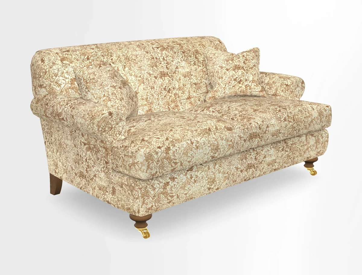 Hampton 3 Seater Sofa in V&A Threads of India Opulent Velvets Regal Poppy Chalk