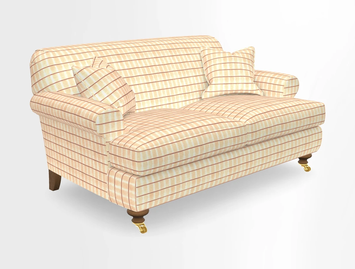 Hampton 3 Seater Sofa in V&A Threads of India Opulent Velvets Regal Poppy Chalk