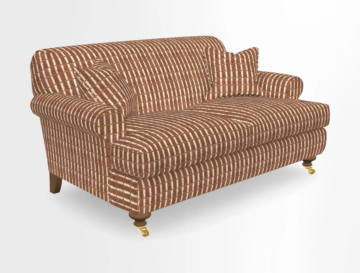 Hampton 3 Seater Sofa in V&A Threads of India Opulent Velvets Regal Poppy Chalk
