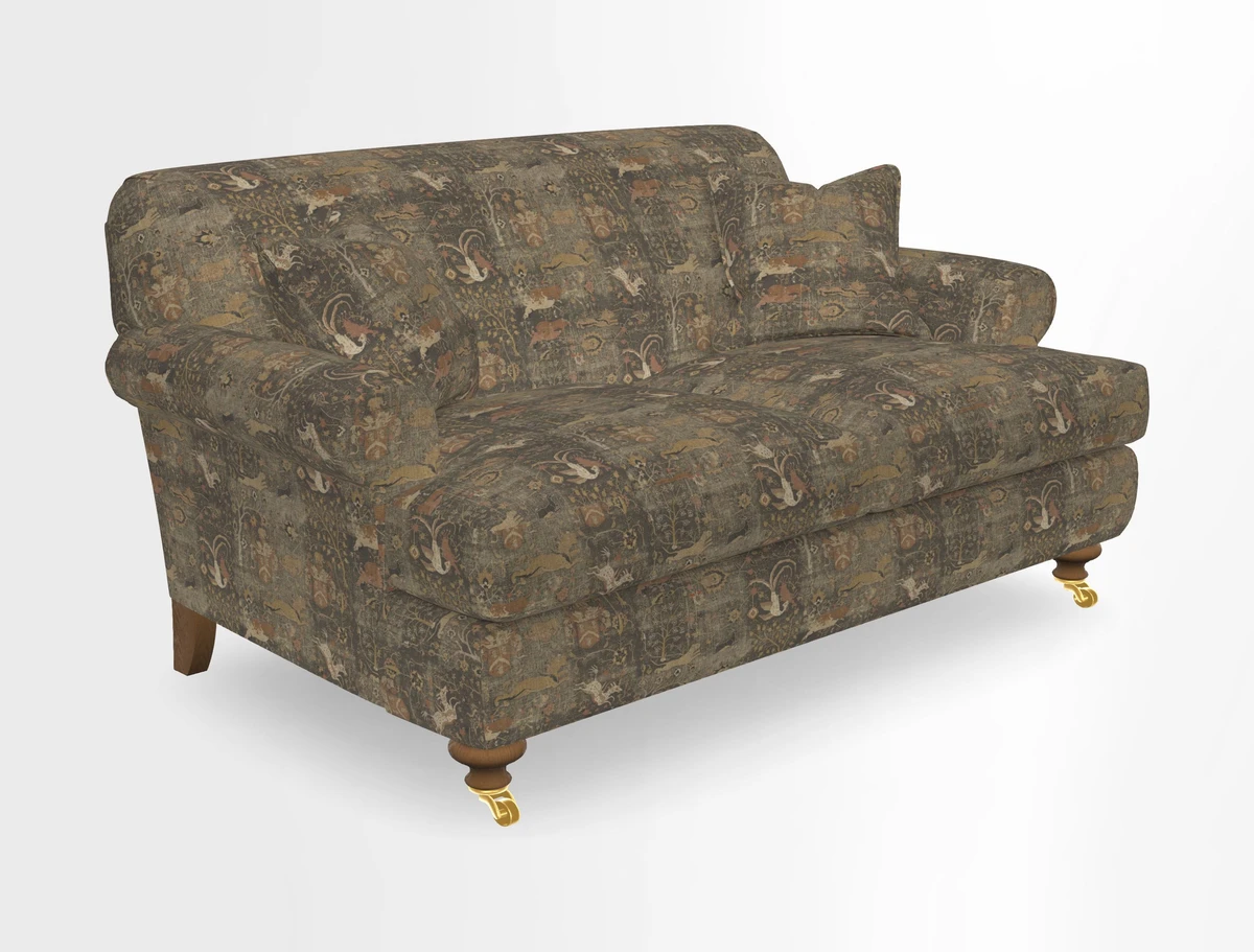 Hampton 3 Seater Sofa in V&A Threads of India Opulent Velvets Regal Poppy Chalk