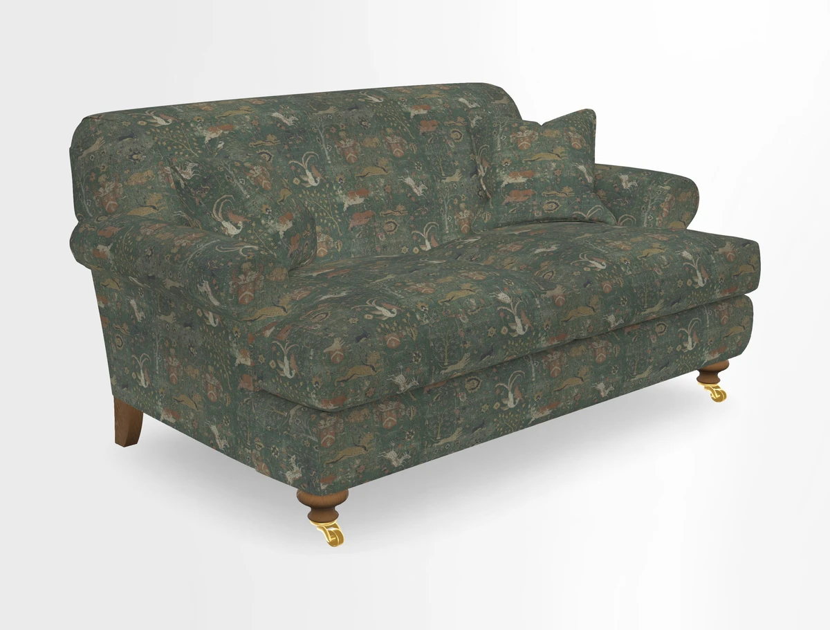Hampton 3 Seater Sofa in V&A Threads of India Opulent Velvets Regal Poppy Chalk