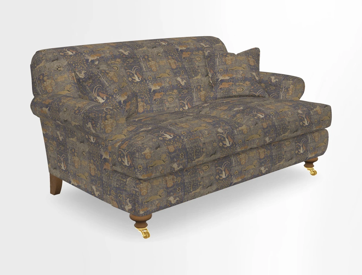 Hampton 3 Seater Sofa in V&A Threads of India Opulent Velvets Regal Poppy Chalk