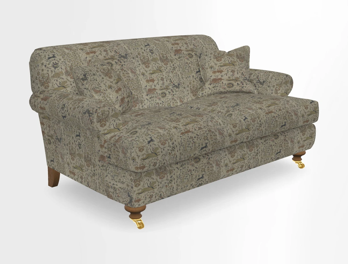 Hampton 3 Seater Sofa in V&A Threads of India Opulent Velvets Regal Poppy Chalk
