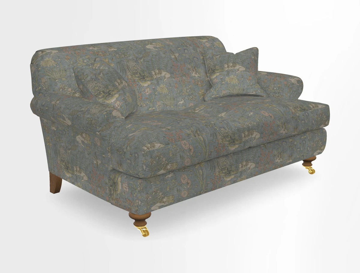 Hampton 3 Seater Sofa in V&A Threads of India Opulent Velvets Regal Poppy Chalk