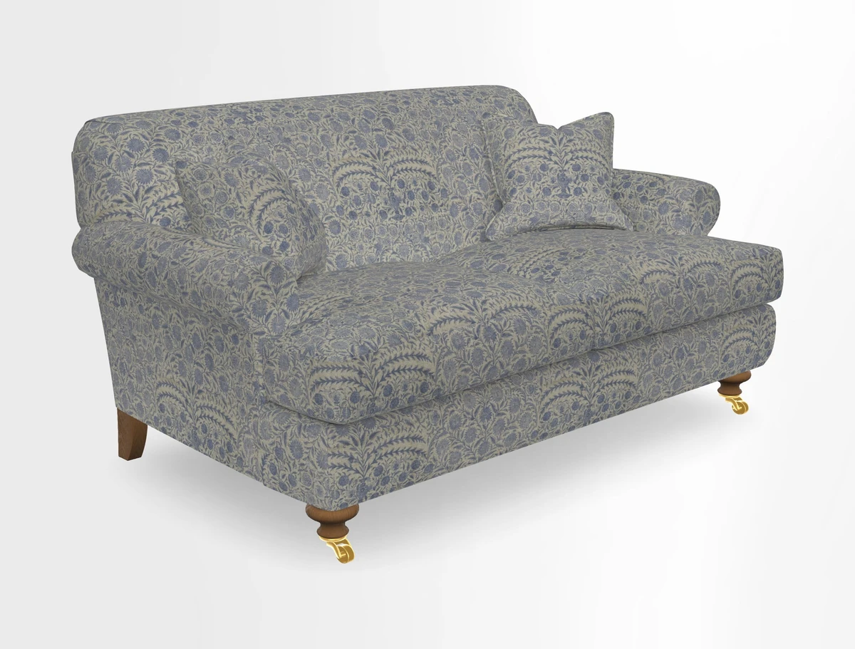 Hampton 3 Seater Sofa in V&A Threads of India Opulent Velvets Regal Poppy Chalk