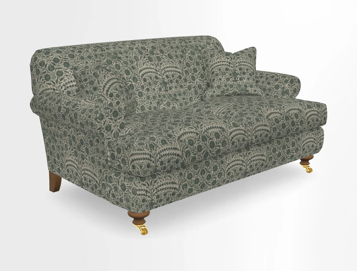 Hampton 3 Seater Sofa in V&A Threads of India Opulent Velvets Regal Poppy Chalk