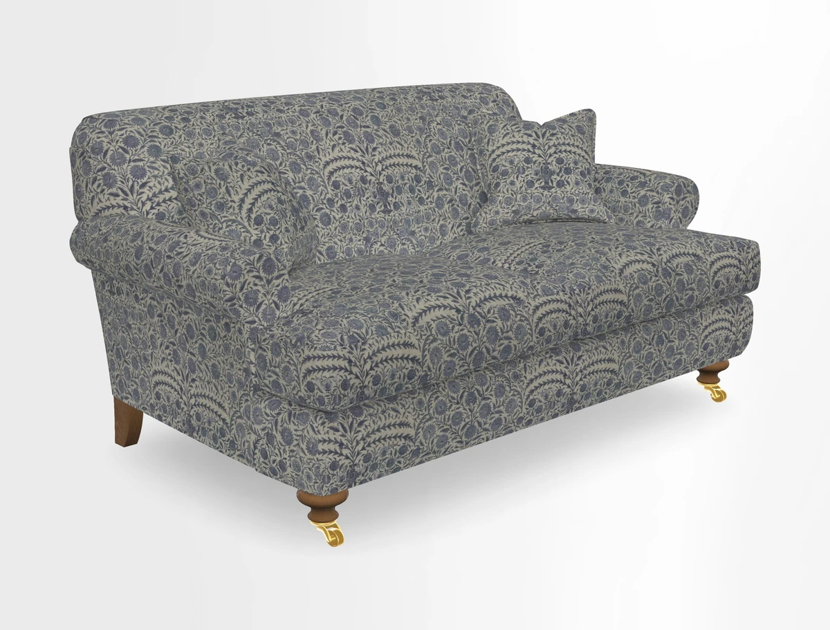 Hampton 3 Seater Sofa in V&A Threads of India Opulent Velvets Regal Poppy Chalk