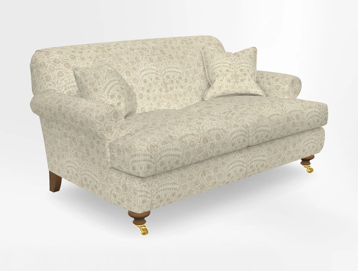Hampton 3 Seater Sofa in V&A Threads of India Opulent Velvets Regal Poppy Chalk