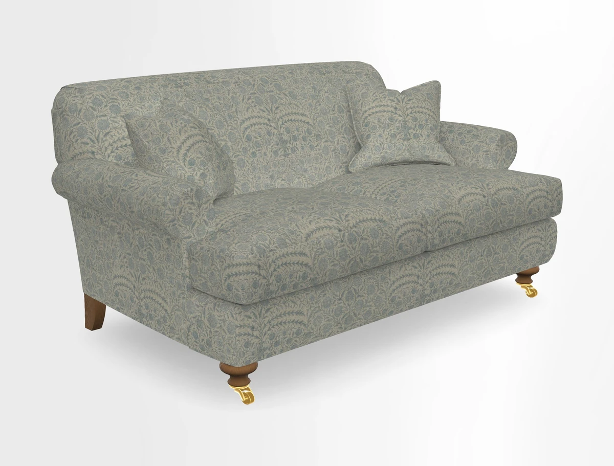 Hampton 3 Seater Sofa in V&A Threads of India Opulent Velvets Regal Poppy Chalk