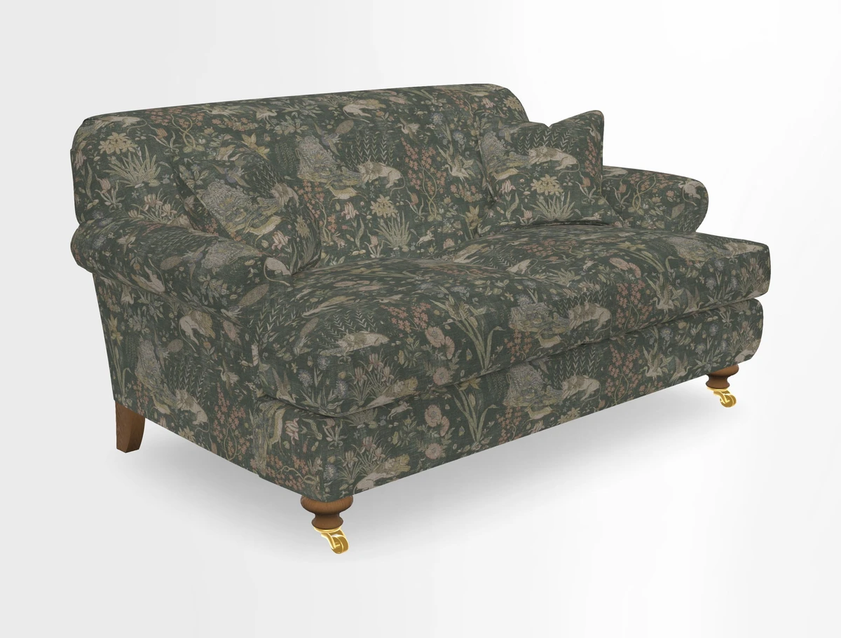 Hampton 3 Seater Sofa in V&A Threads of India Opulent Velvets Regal Poppy Chalk