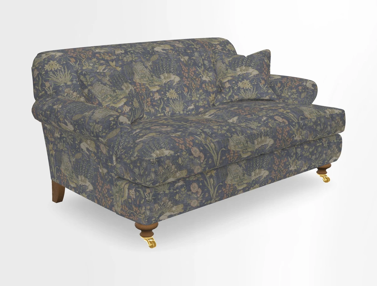 Hampton 3 Seater Sofa in V&A Threads of India Opulent Velvets Regal Poppy Chalk