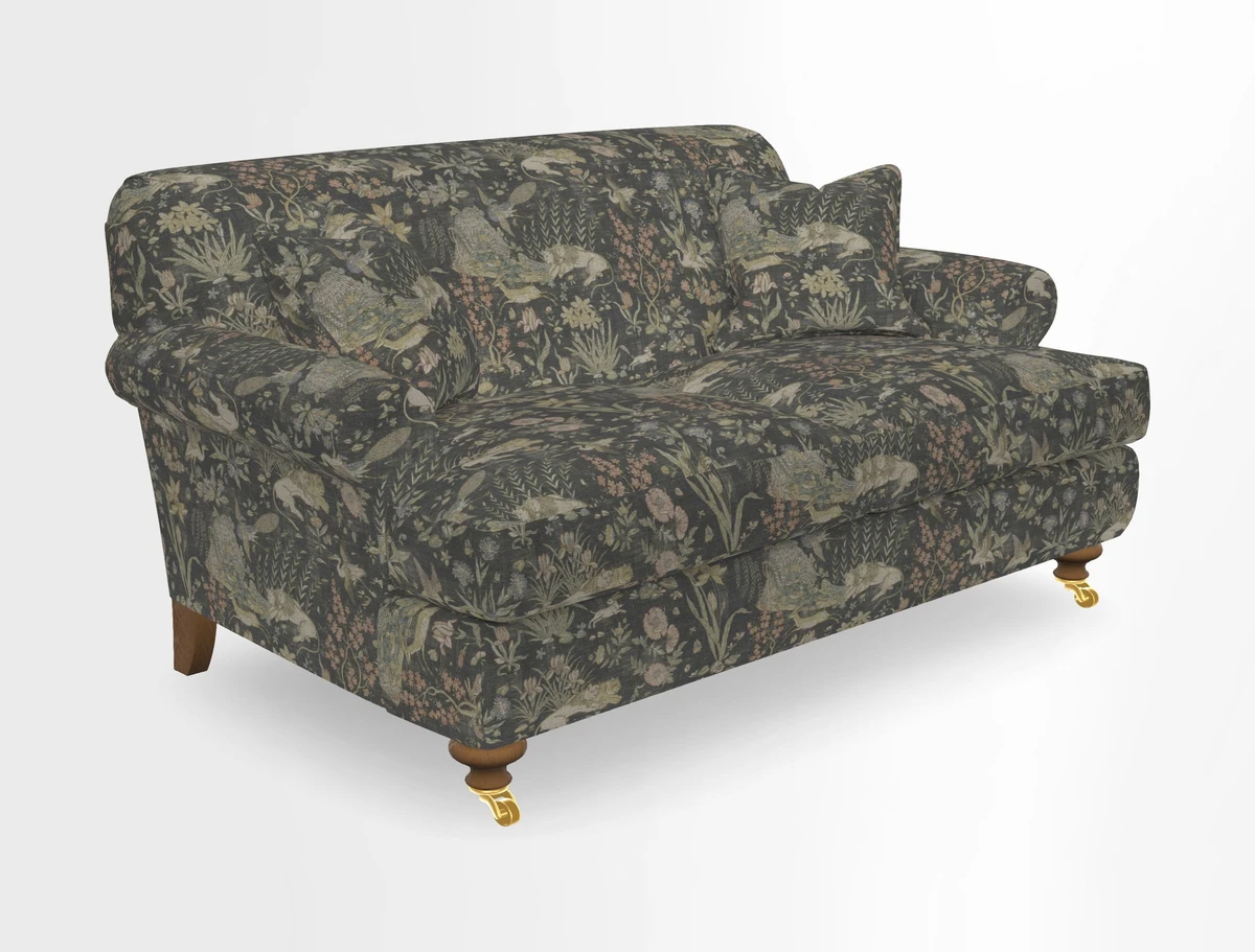 Hampton 3 Seater Sofa in V&A Threads of India Opulent Velvets Regal Poppy Chalk