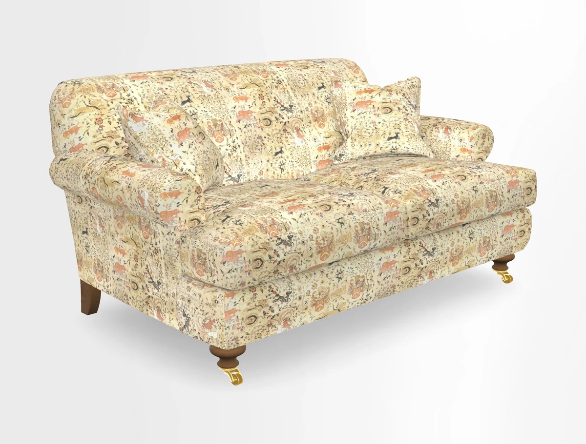 Hampton 3 Seater Sofa in V&A Threads of India Opulent Velvets Regal Poppy Chalk