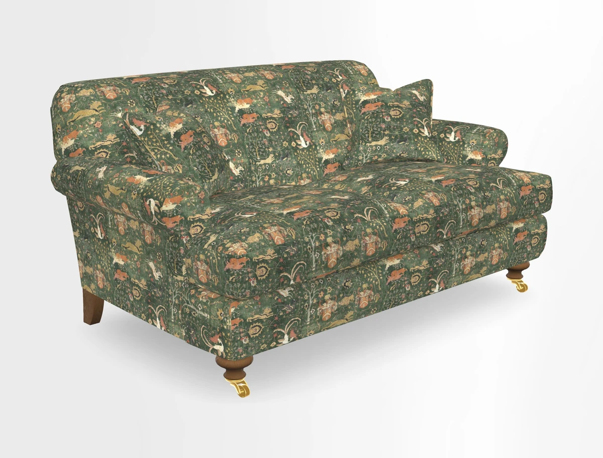 Hampton 3 Seater Sofa in V&A Threads of India Opulent Velvets Regal Poppy Chalk