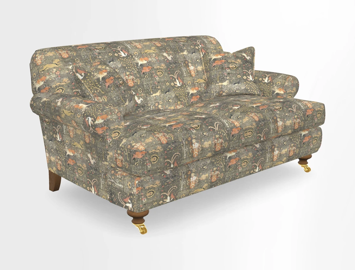 Hampton 3 Seater Sofa in V&A Threads of India Opulent Velvets Regal Poppy Chalk