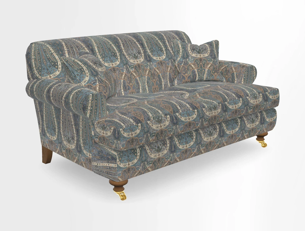 Hampton 3 Seater Sofa in V&A Threads of India Opulent Velvets Regal Poppy Chalk