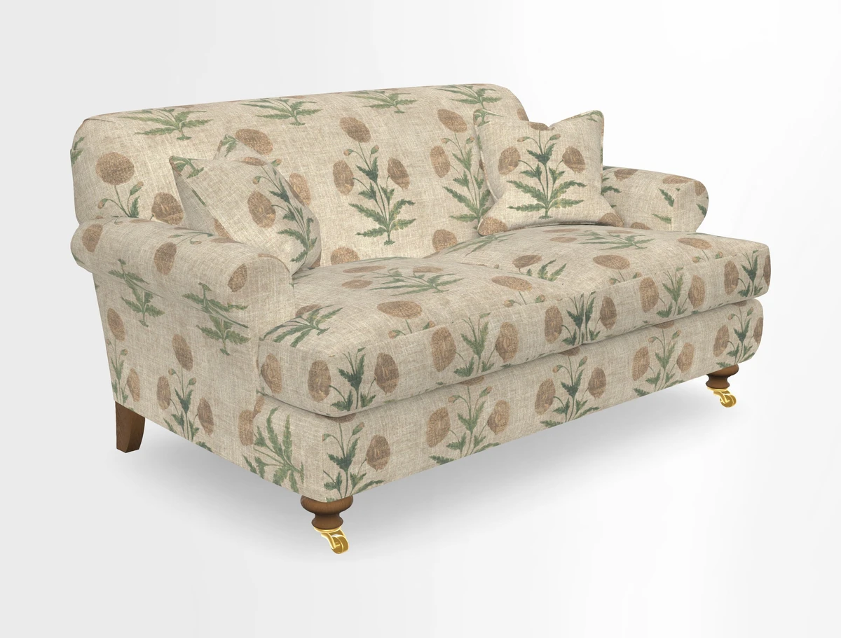 Hampton 3 Seater Sofa in V&A Threads of India Opulent Velvets Regal Poppy Chalk