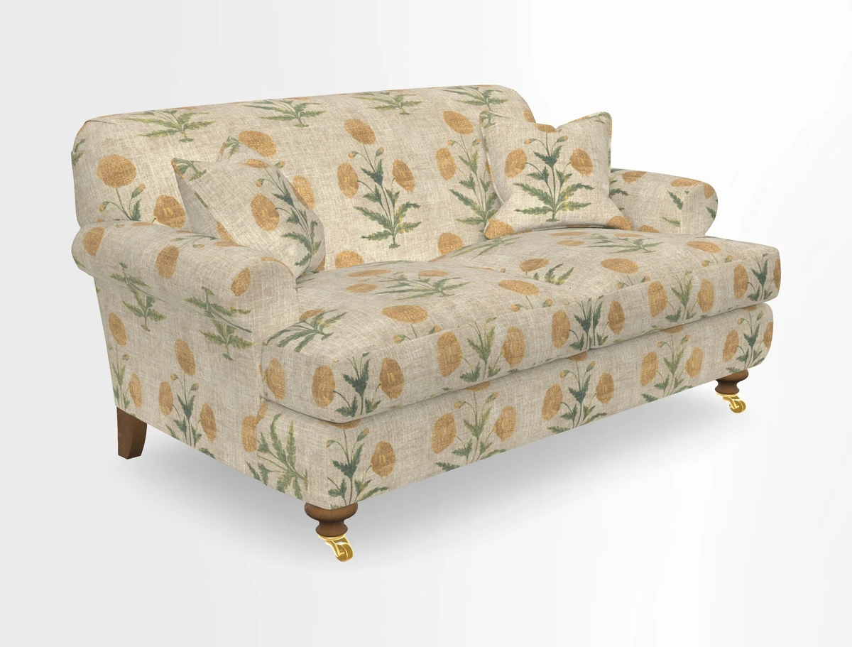 Hampton 3 Seater Sofa in V&A Threads of India Opulent Velvets Regal Poppy Chalk