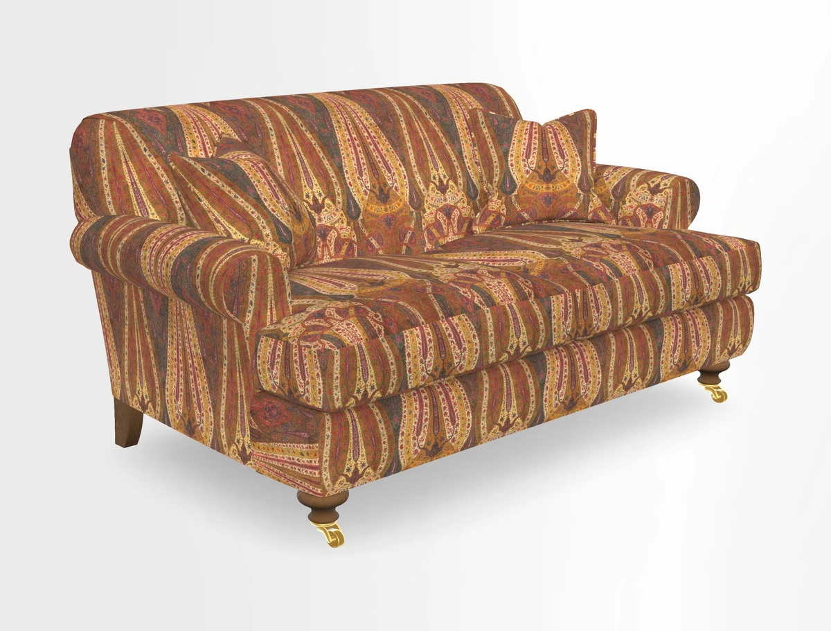 Hampton 3 Seater Sofa in V&A Threads of India Opulent Velvets Regal Poppy Chalk