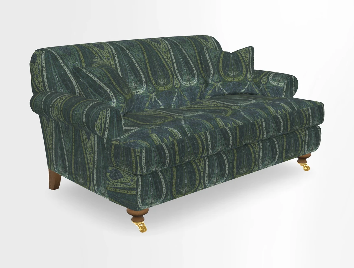 Hampton 3 Seater Sofa in V&A Threads of India Opulent Velvets Regal Poppy Chalk