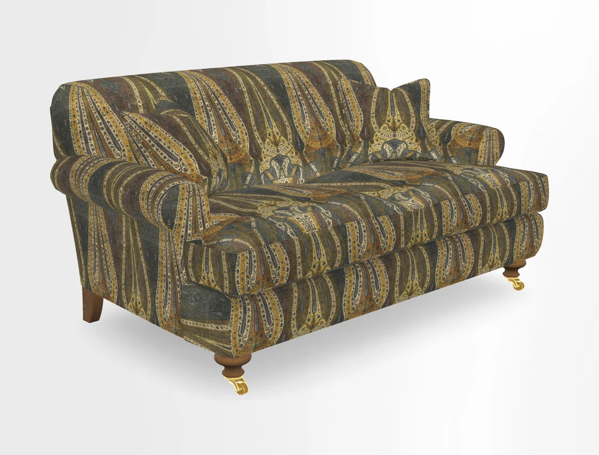Hampton 3 Seater Sofa in V&A Threads of India Opulent Velvets Regal Poppy Chalk