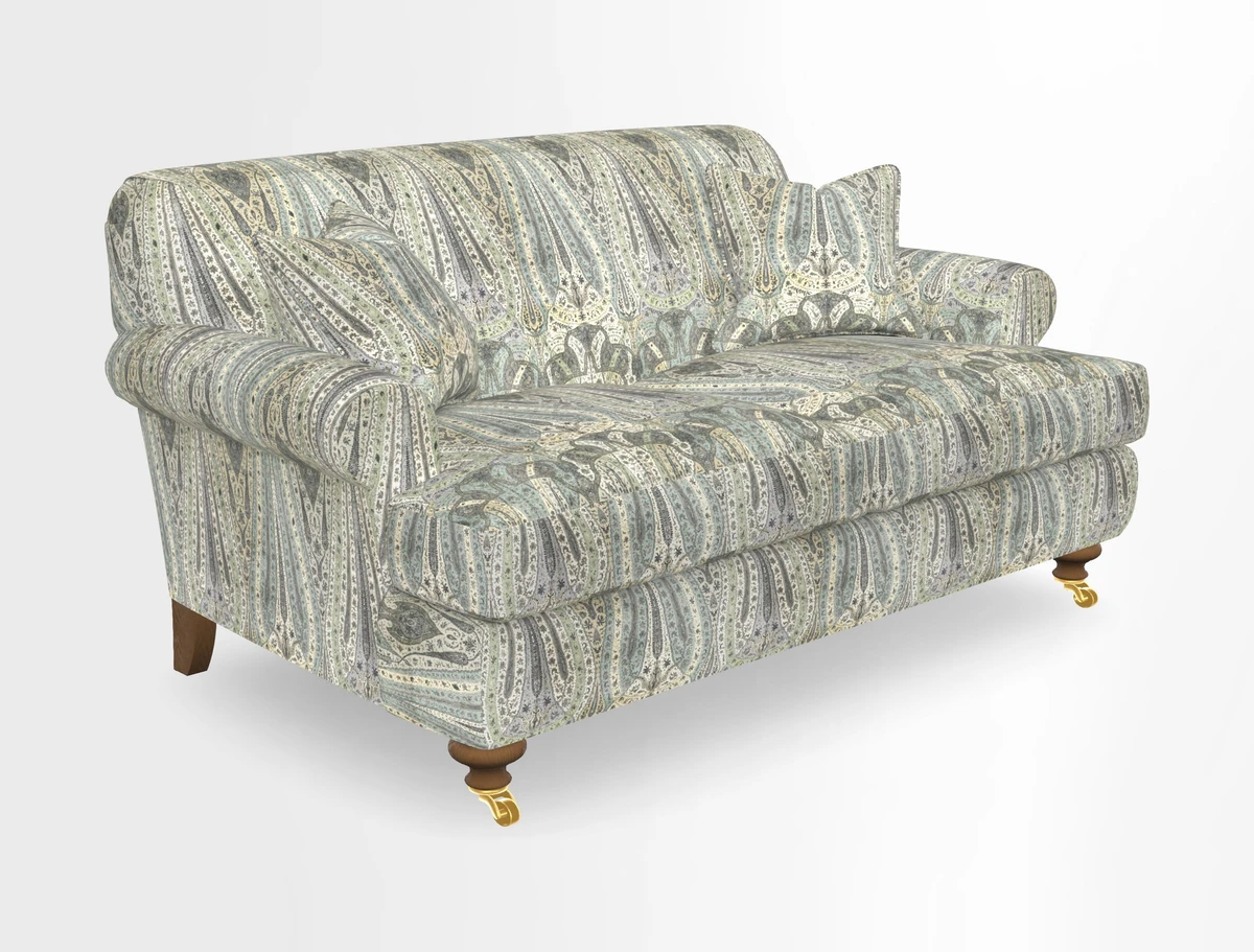 Hampton 3 Seater Sofa in V&A Threads of India Opulent Velvets Regal Poppy Chalk
