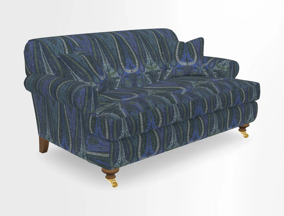 Hampton 3 Seater Sofa in V&A Threads of India Opulent Velvets Regal Poppy Chalk