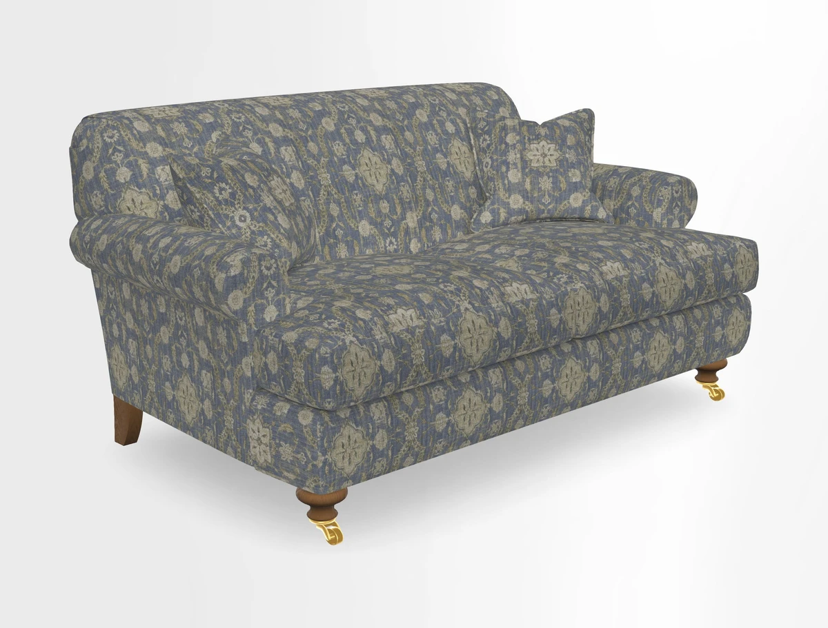 Hampton 3 Seater Sofa in V&A Threads of India Opulent Velvets Regal Poppy Chalk