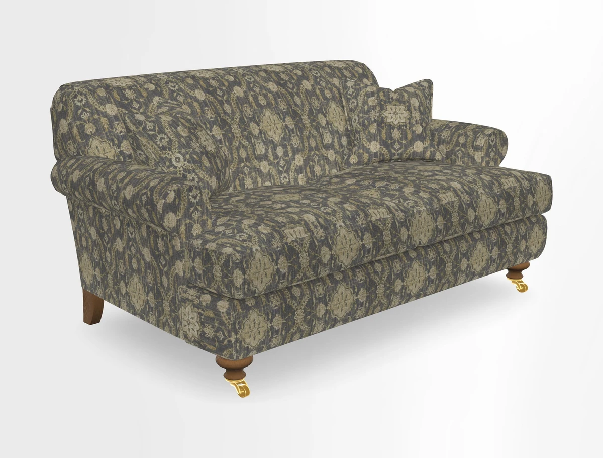 Hampton 3 Seater Sofa in V&A Threads of India Opulent Velvets Regal Poppy Chalk