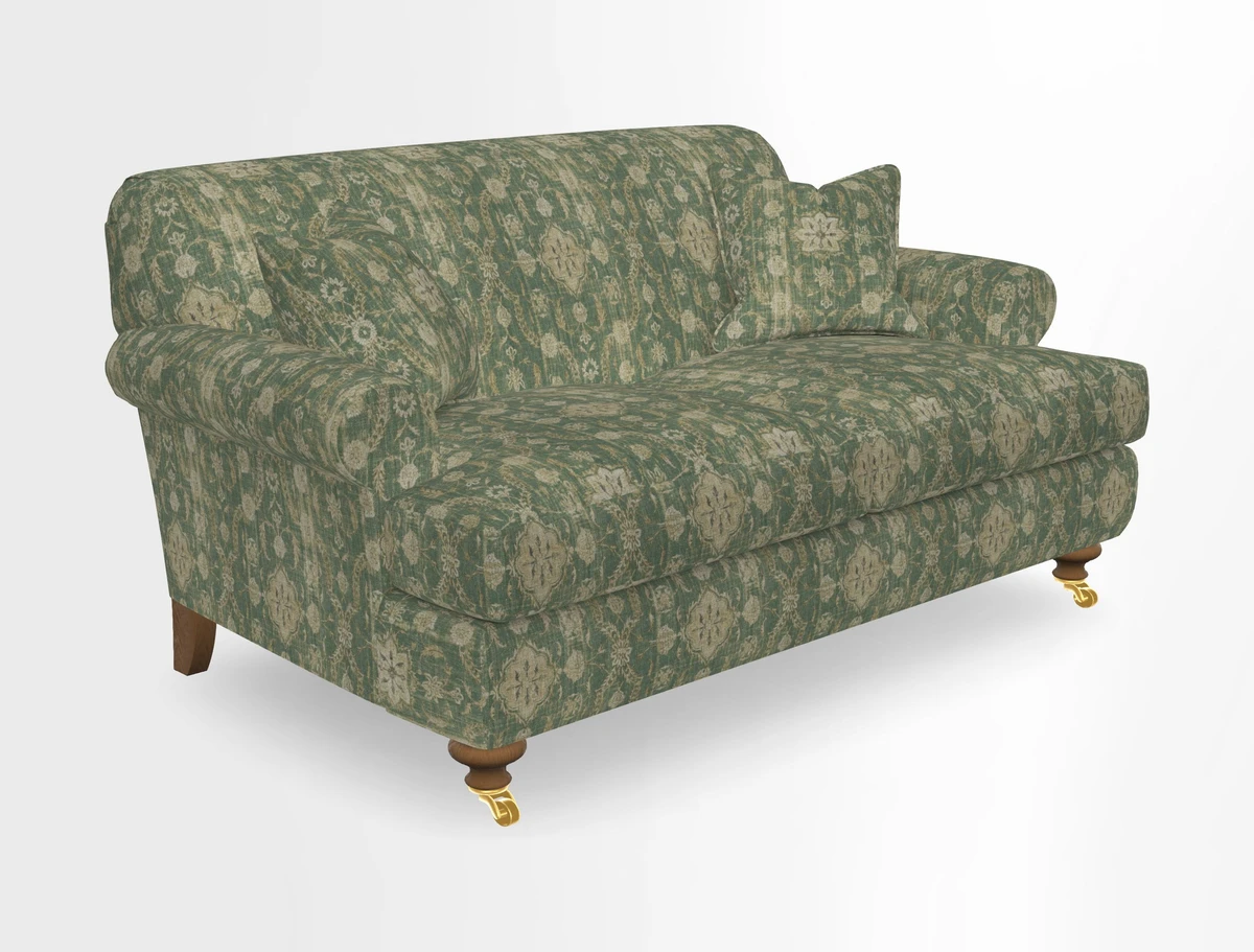 Hampton 3 Seater Sofa in V&A Threads of India Opulent Velvets Regal Poppy Chalk