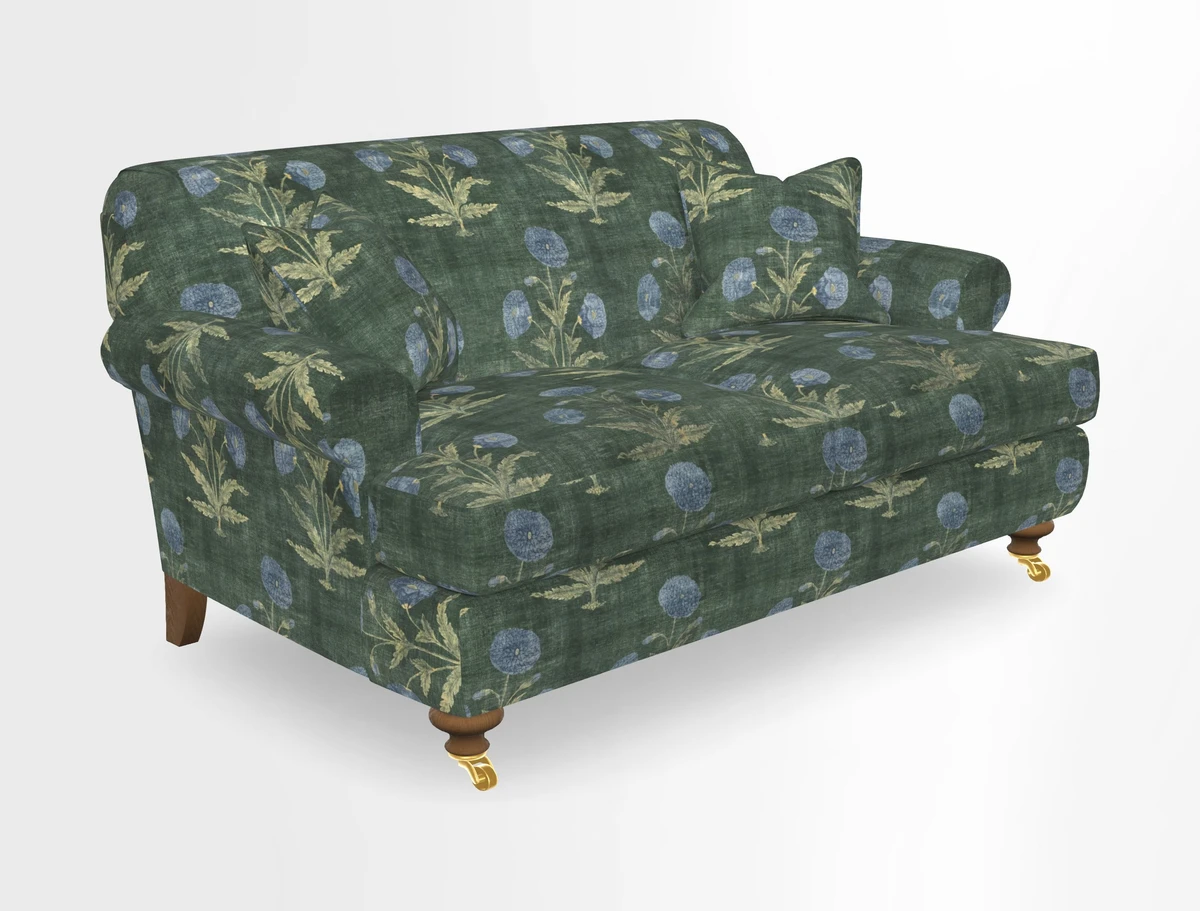 Hampton 3 Seater Sofa in V&A Threads of India Opulent Velvets Regal Poppy Chalk