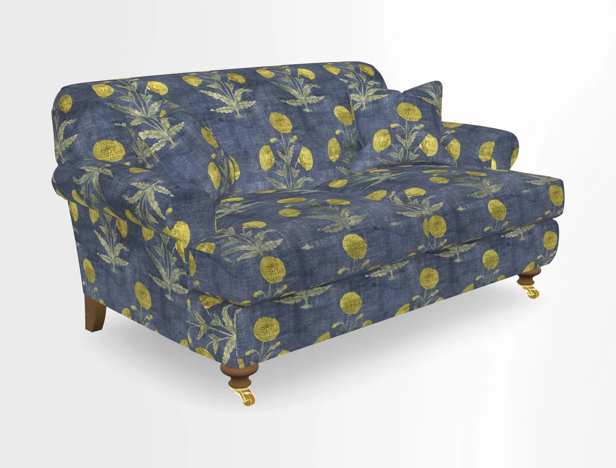 Hampton 3 Seater Sofa in V&A Threads of India Opulent Velvets Regal Poppy Chalk