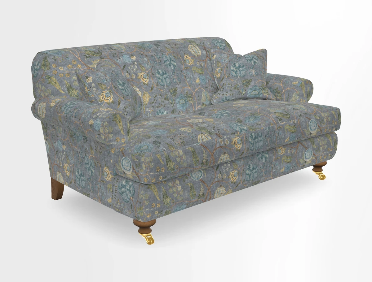 Hampton 3 Seater Sofa in V&A Threads of India Opulent Velvets Regal Poppy Chalk