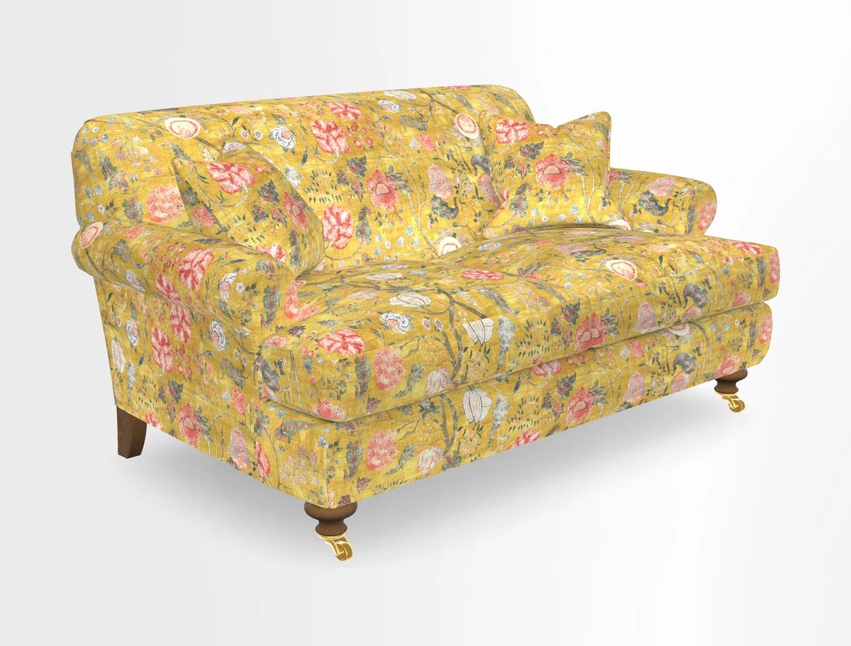 Hampton 3 Seater Sofa in V&A Threads of India Opulent Velvets Regal Poppy Chalk