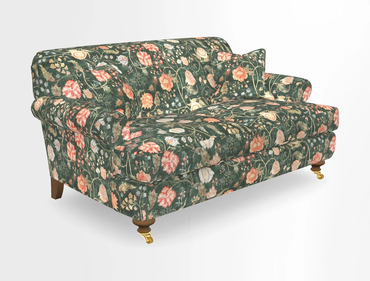 Hampton 3 Seater Sofa in V&A Threads of India Opulent Velvets Regal Poppy Chalk
