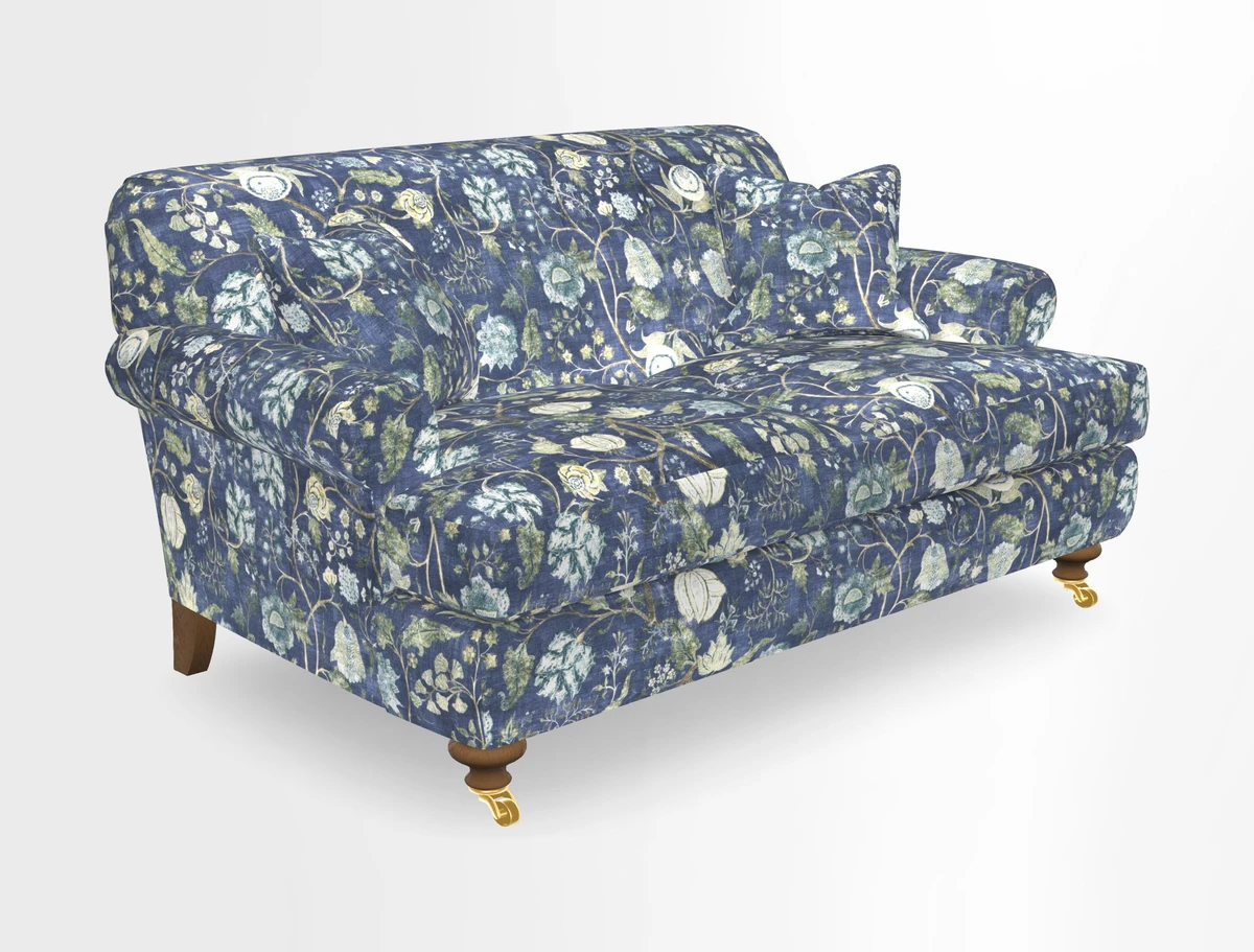 Hampton 3 Seater Sofa in V&A Threads of India Opulent Velvets Regal Poppy Chalk
