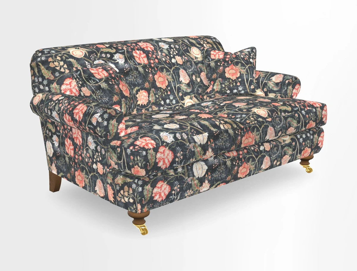 Hampton 3 Seater Sofa in V&A Threads of India Opulent Velvets Regal Poppy Chalk