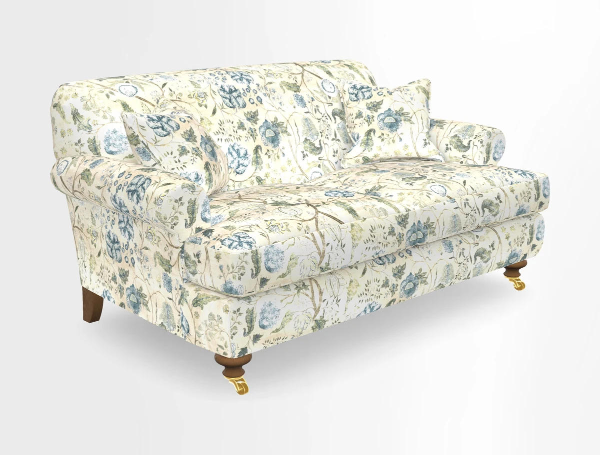 Hampton 3 Seater Sofa in V&A Threads of India Opulent Velvets Regal Poppy Chalk
