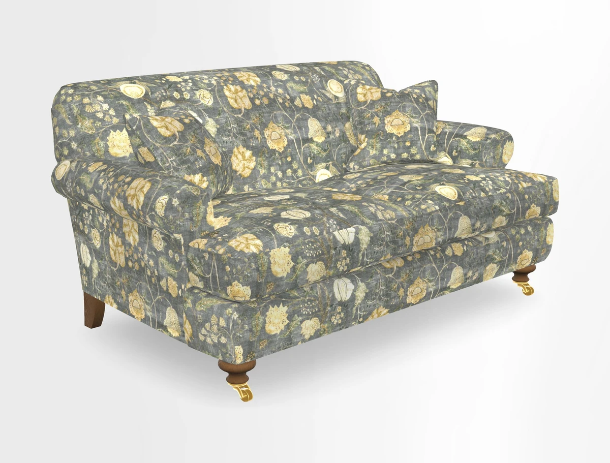 Hampton 3 Seater Sofa in V&A Threads of India Opulent Velvets Regal Poppy Chalk