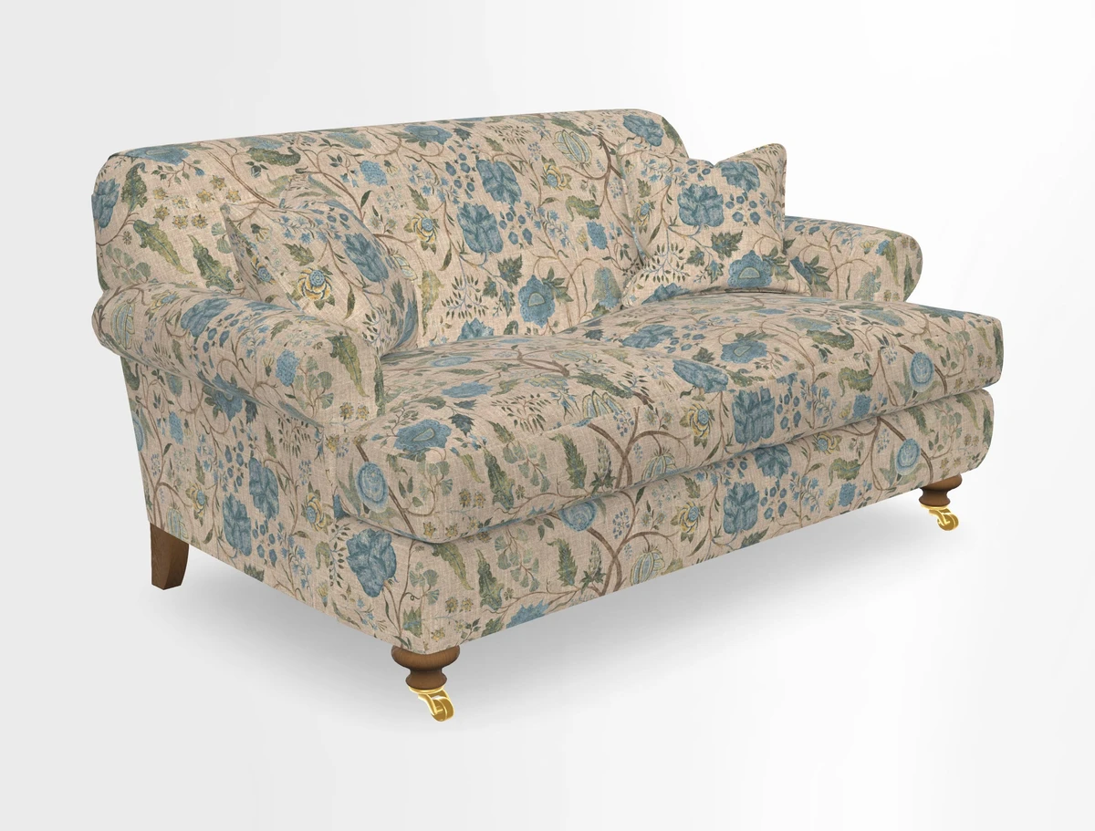 Hampton 3 Seater Sofa in V&A Threads of India Opulent Velvets Regal Poppy Chalk